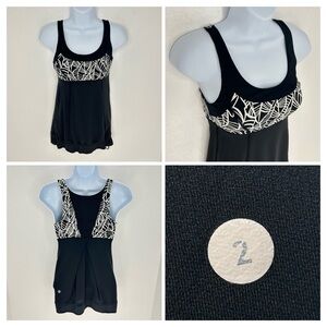 Lululemon Run Ta Ta Topper Tank Top Size 2 Black‎ Cinch Hem Running Yoga Gym